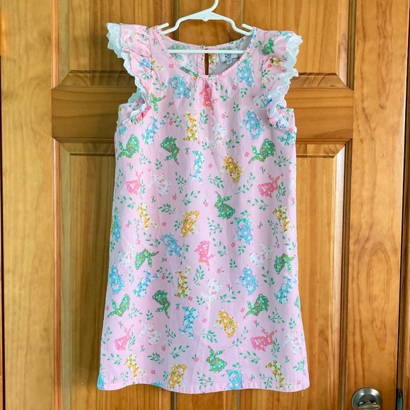 Girl’s size 10 Crown and Ivy pink bunny rabbit dress with gathered lacy sleeves - Picture 1 of 7